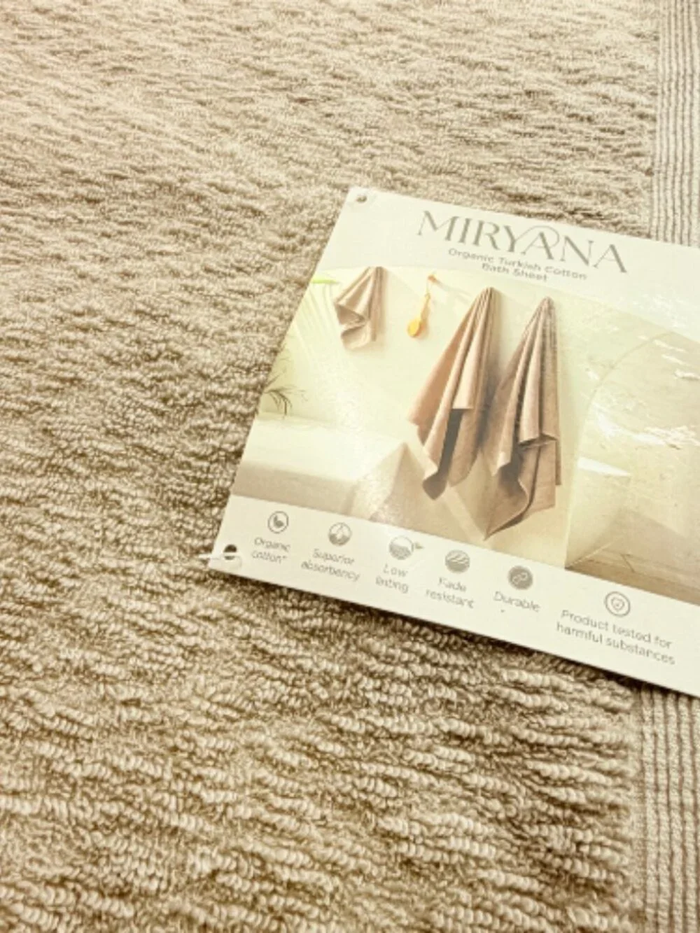 Miryana Organic Turkish Cotton Bath Sheet Set of 2 Mushroom 35x68 New